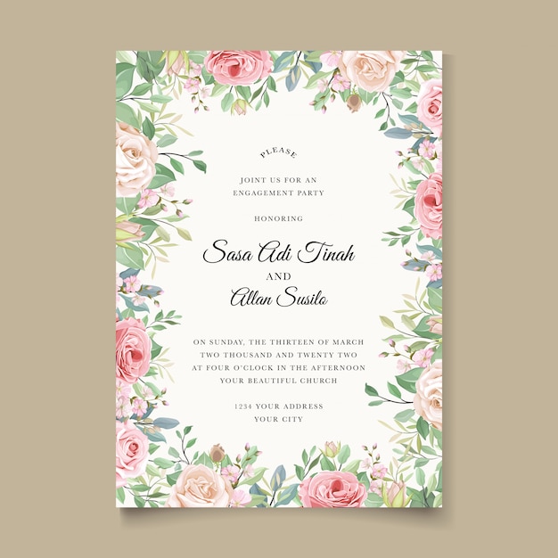 elegant wedding invitation designg with beautiful floral