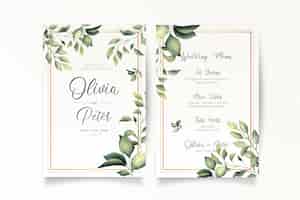 Free vector elegant wedding invitation and menu template
