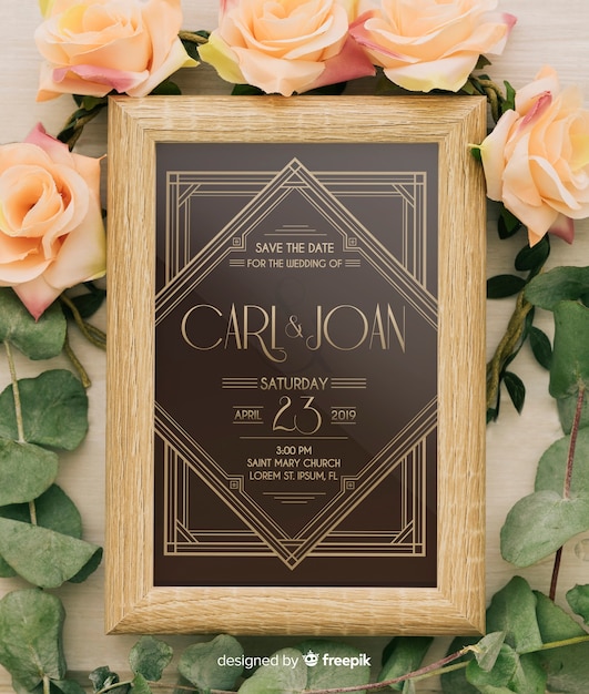 Elegant wedding invitation mockup