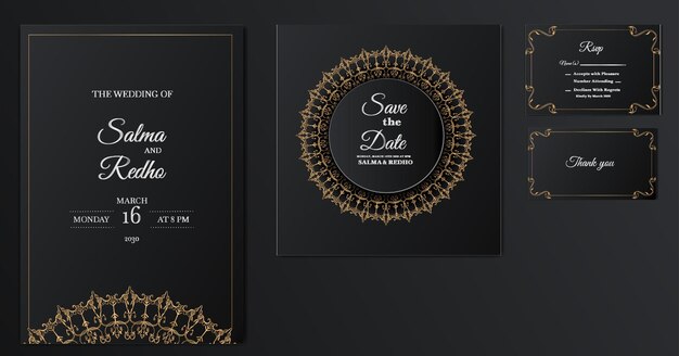 Elegant wedding invitation template design Set