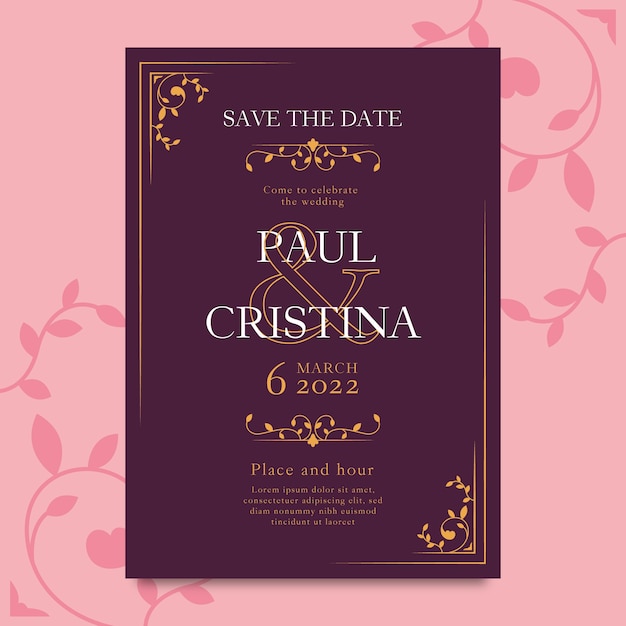 Elegant wedding invitation template style