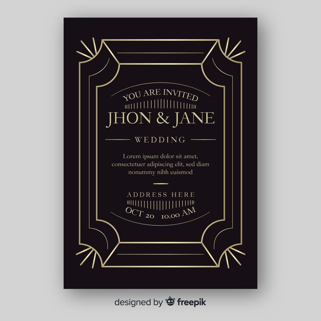 Elegant wedding invitation template with ornaments