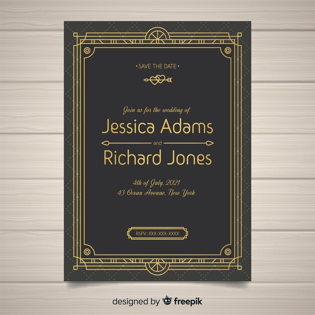 Elegant wedding invitation template with ornaments