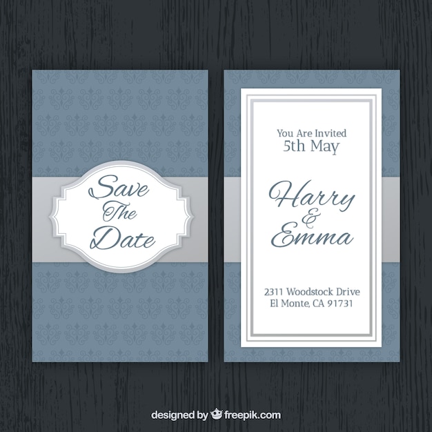 Free vector elegant wedding invitation template with vintage style