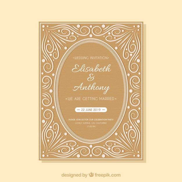 Бесплатное векторное изображение Элегантный шаблон приглашения на свадьбу