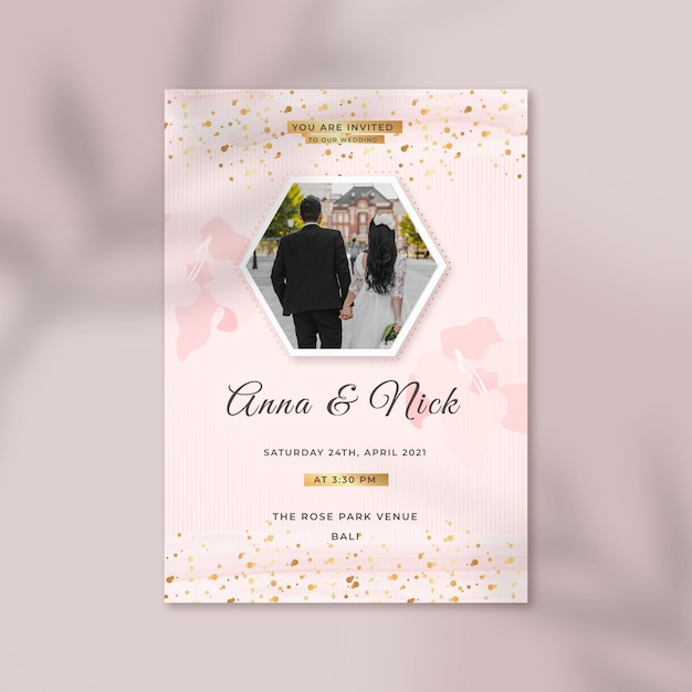 Free vector elegant wedding invitation template