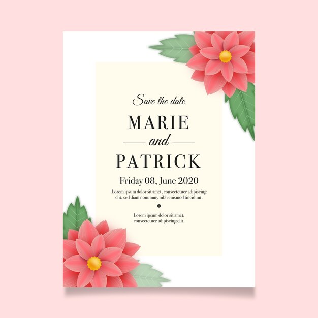 Free vector elegant wedding invitation template