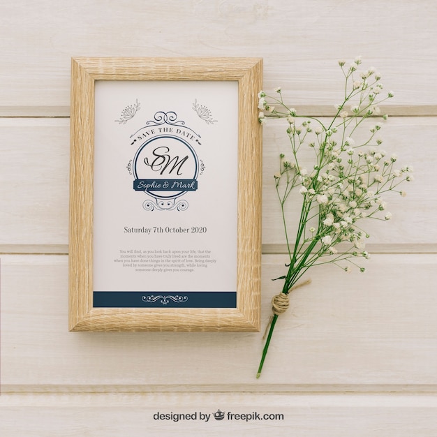 Free vector elegant wedding invitation in vintage style