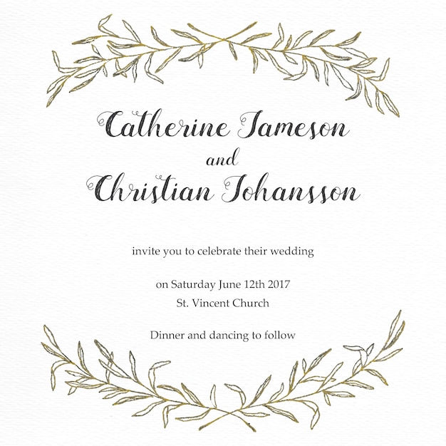 Elegant wedding invitation with a floral frame