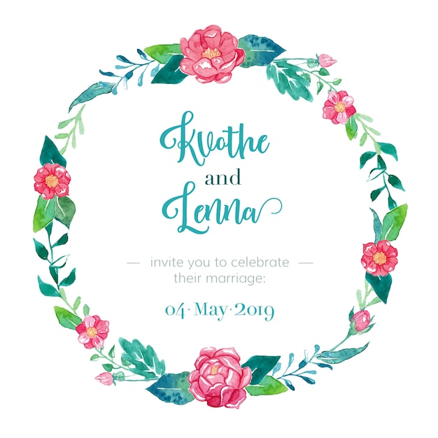 Free vector elegant wedding invitation with floral frame