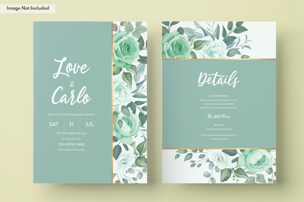 Free vector elegant wedding invitation with greenery flower and leaves