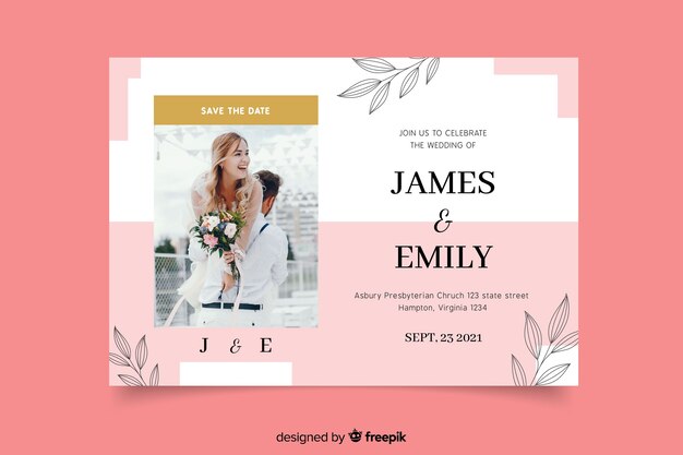 elegant wedding invitation with groom and bride