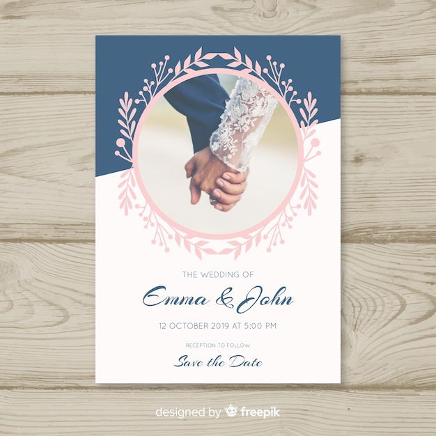 Elegant wedding invitation with photo