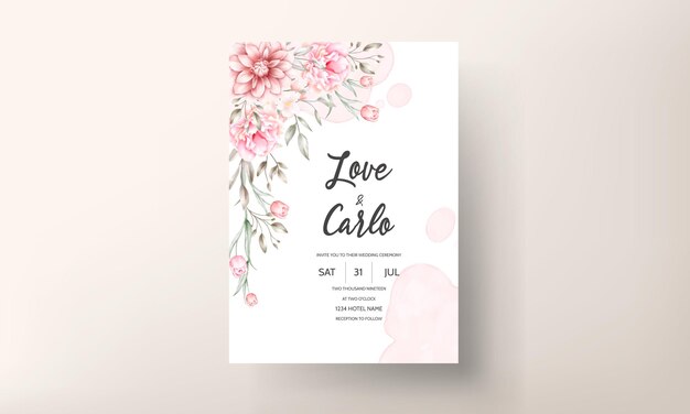 Free vector elegant wedding invitation with watercolor floral motifs