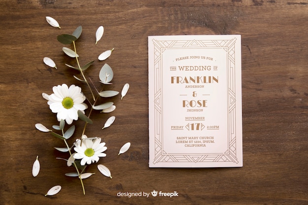 Free vector elegant wedding invitation