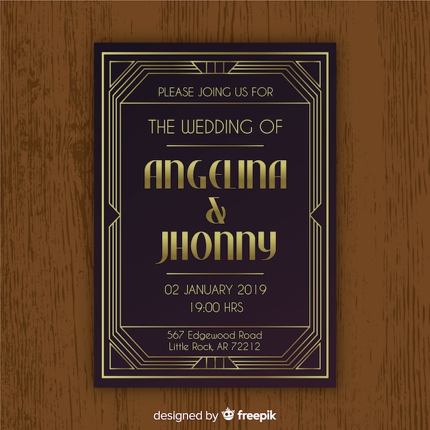 Free vector elegant wedding invitation