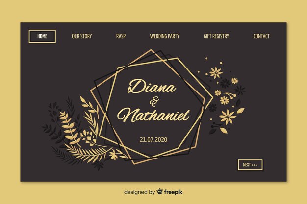 Elegant wedding landing page template