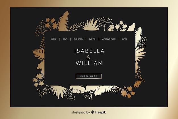 Free vector elegant wedding landing page template