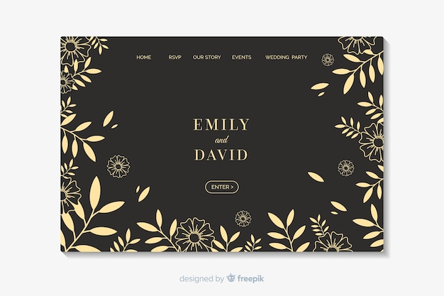 Free vector elegant wedding landing page template