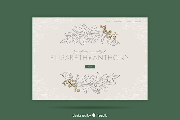 Free vector elegant wedding landing page template