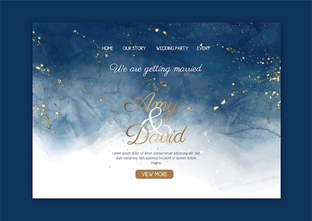 Free vector elegant wedding landing page with hand painted watercolour design