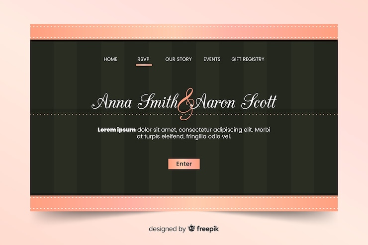 Free Vector elegant wedding landing page