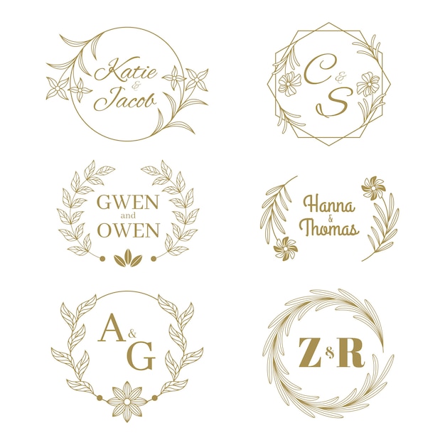 Elegant wedding logos collection