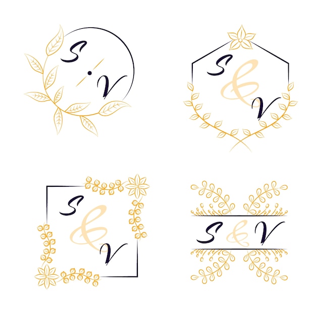 Free vector elegant wedding logos collection