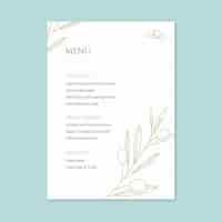 Free vector elegant wedding menu template