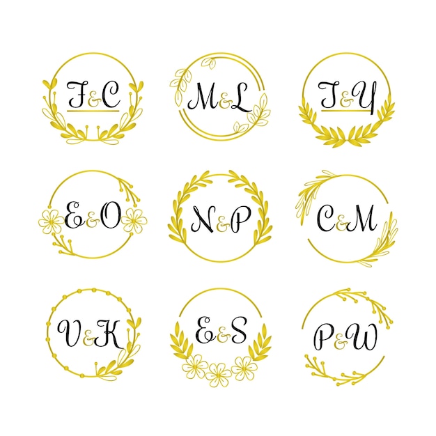 Free vector elegant wedding monogram collection concept