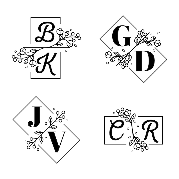 Free vector elegant wedding monograms collection