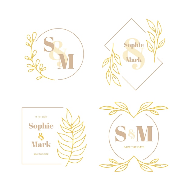 Elegant wedding monograms logos concept