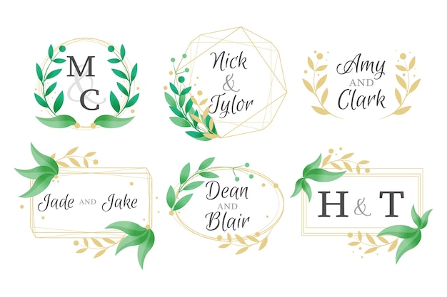 Set di eleganti monogrammi di nozze