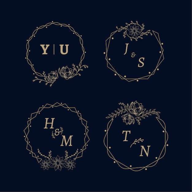 Free vector elegant wedding monograms theme