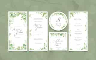 Free vector elegant wedding stationery  collection