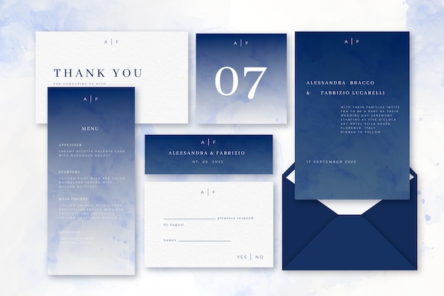 Elegant wedding stationery template concept