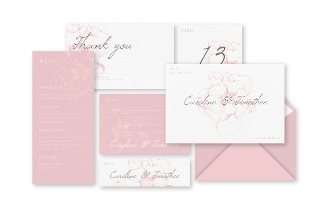 Free vector elegant wedding stationery template