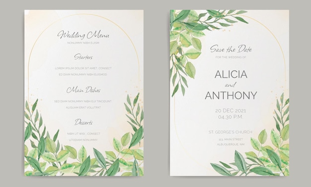 Elegant wedding stationery with watercolor decoration