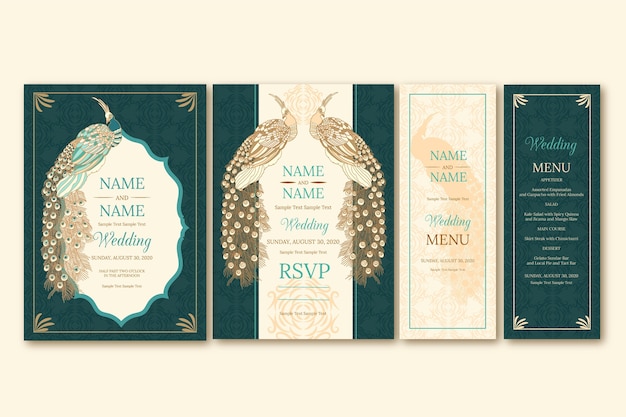 Free vector elegant wedding stationery