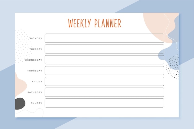 Free vector elegant weekle planner schedule template