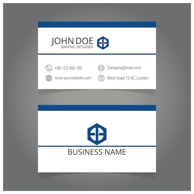 Free vector elegant white and blue business card
