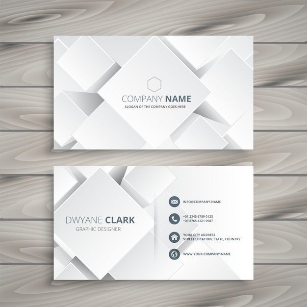 Free vector elegant white business card with 3d shapes