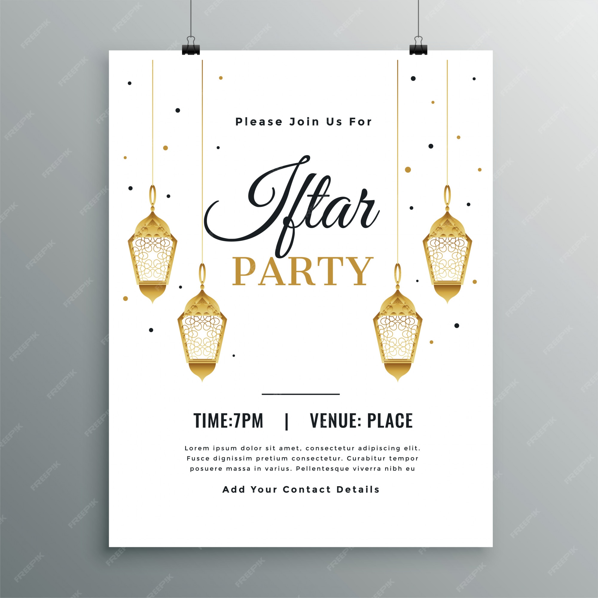 Free Vector | Elegant white iftar party invitation template