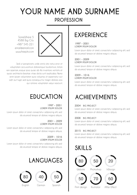 Free vector elegant white resume template