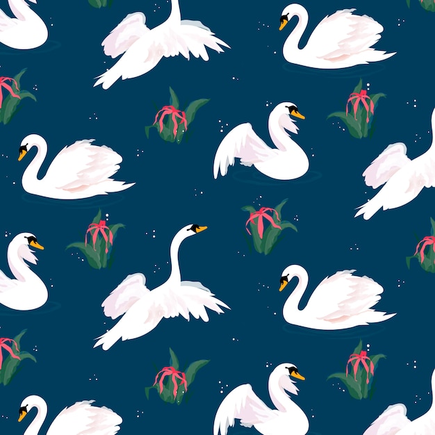 Free vector elegant white swan pattern