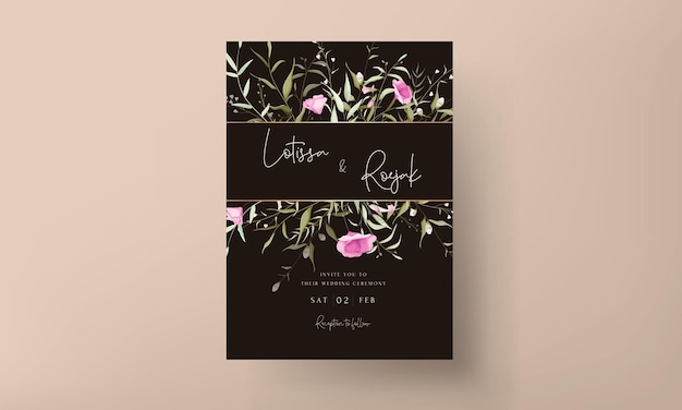 Elegant wildflower wedding invitation card template