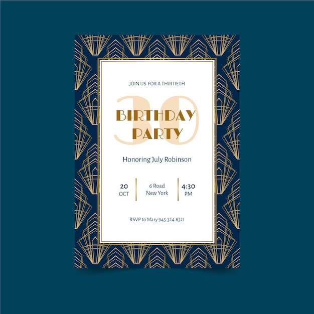 Free vector elegant with frame birthday invitation template