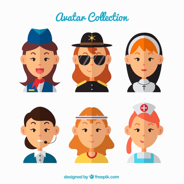 Free vector elegant woman avatar collection