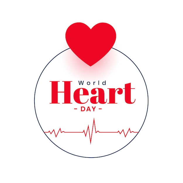 Free vector elegant world heart day cardiogram background for support and treatment vector