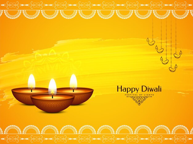 Элегантный желтый цвет фестиваля Happy Diwali